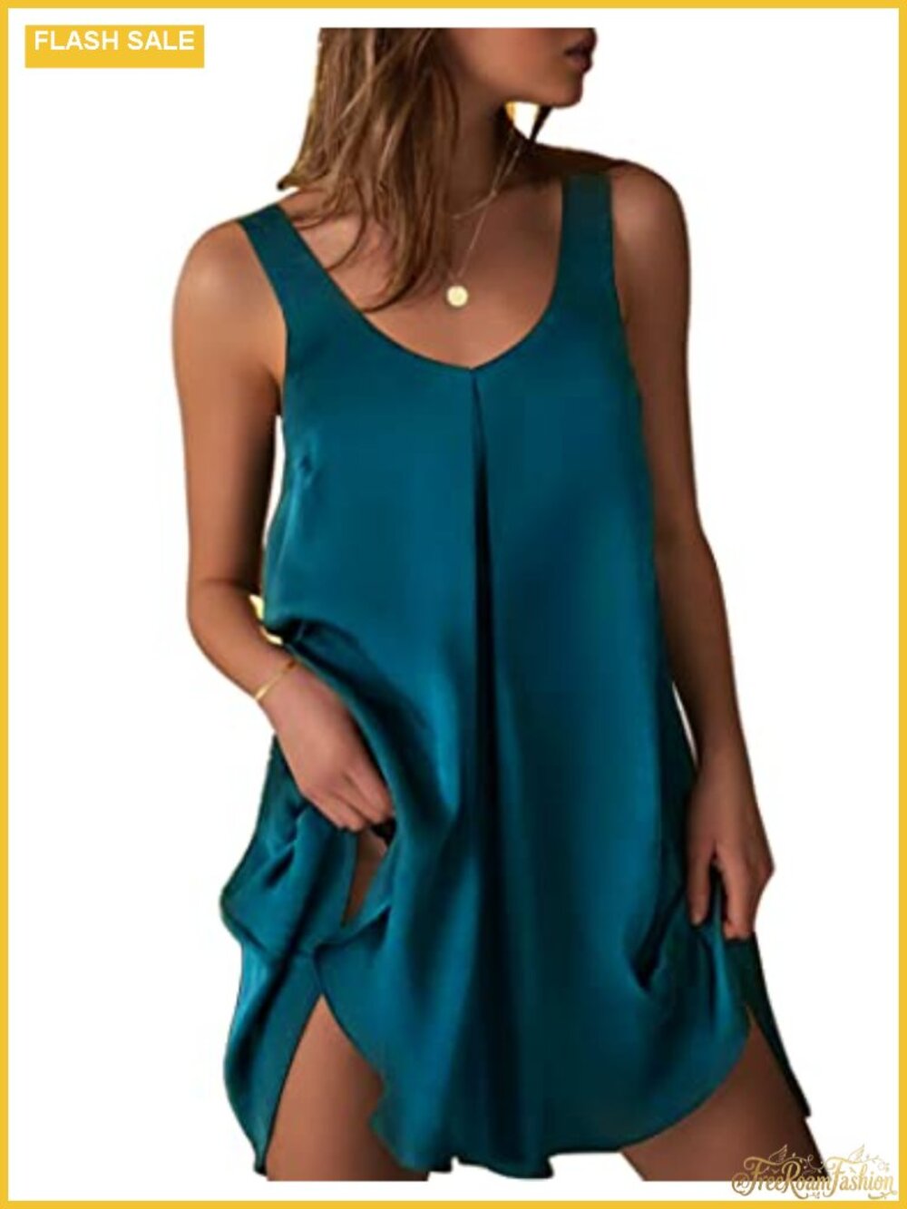 Satin Nightgown Women Sleeveless V-Neck Sleep Dress Lounge Wear